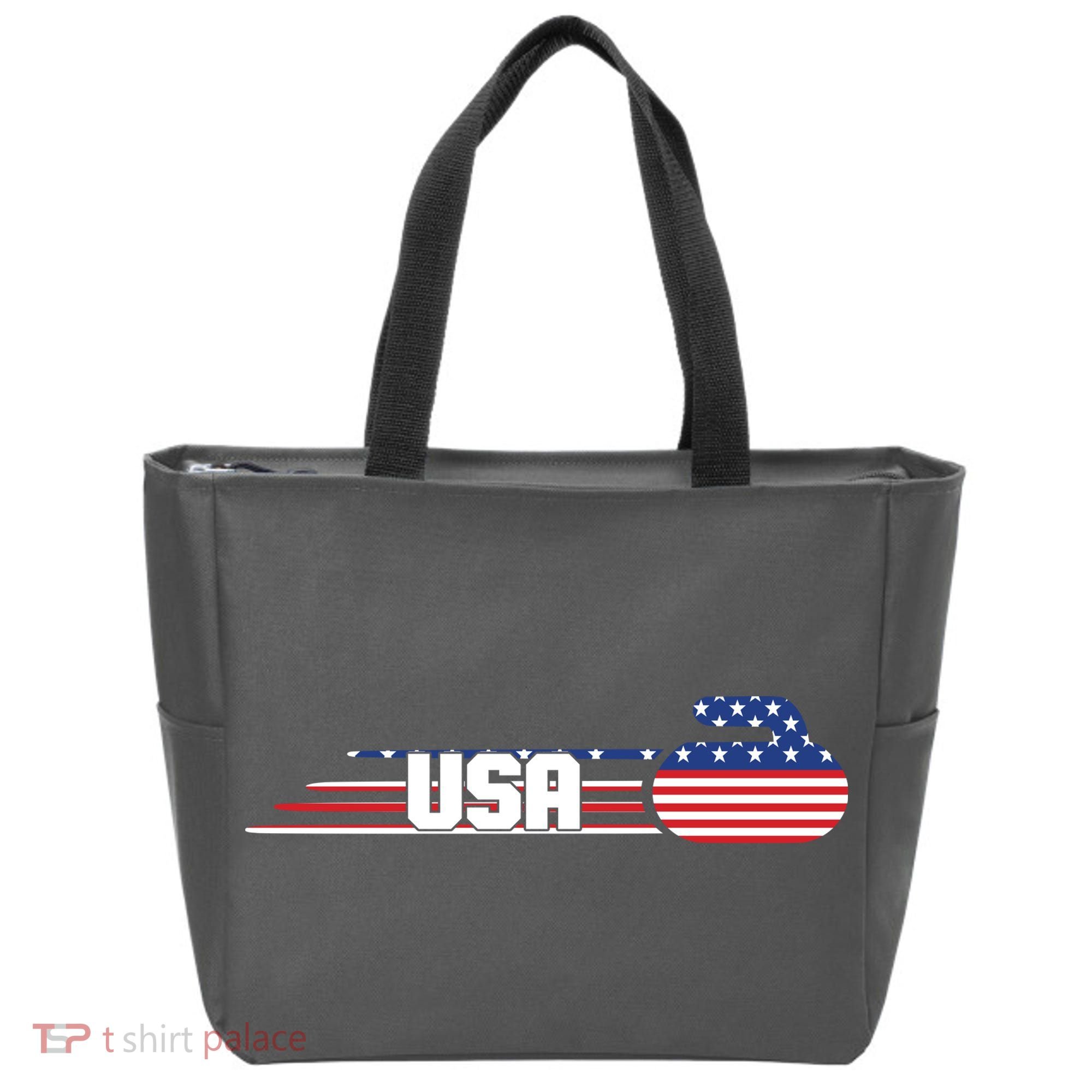 Cool USA Curling Team Sports Logo Tote Bag