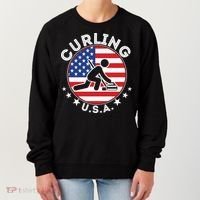Cool USA Curling Team Flag Emblem Logo Women's Sweatshirt thumb 0
