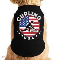 Cool USA Curling Team Flag Emblem Logo Doggie Tank thumb 0