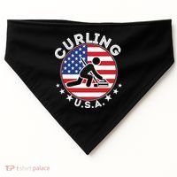 Cool USA Curling Team Flag Emblem Logo USA-Made Doggie Bandana thumb 0