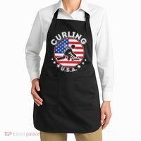 Cool USA Curling Team Flag Emblem Logo Apron thumb 2