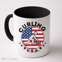 Cool USA Curling Team Flag Emblem Logo Coffee Mug thumb 0