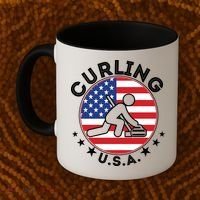 Cool USA Curling Team Flag Emblem Logo Coffee Mug thumb 2