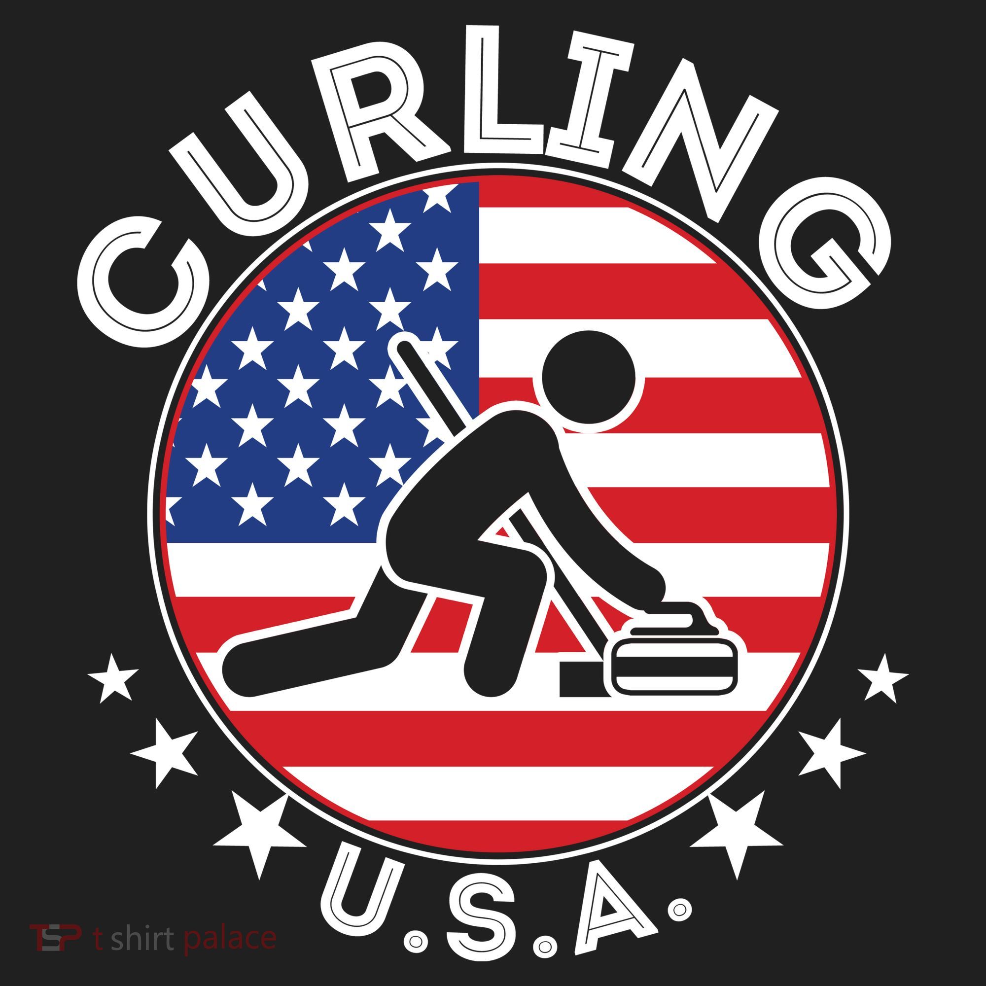 Cool USA Curling Team Flag Emblem Logo Beanie