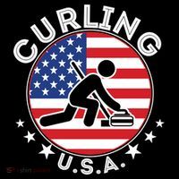 Cool USA Curling Team Flag Emblem Logo Women's Hoodie thumb 2