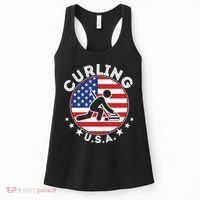 Cool USA Curling Team Flag Emblem Logo Women's Tank Top thumb 0