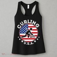 Cool USA Curling Team Flag Emblem Logo Women's Tank Top thumb 3