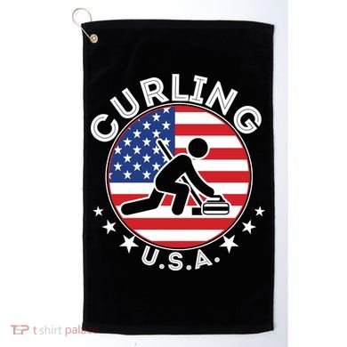 Cool USA Curling Team Flag Emblem Logo Golf Towel