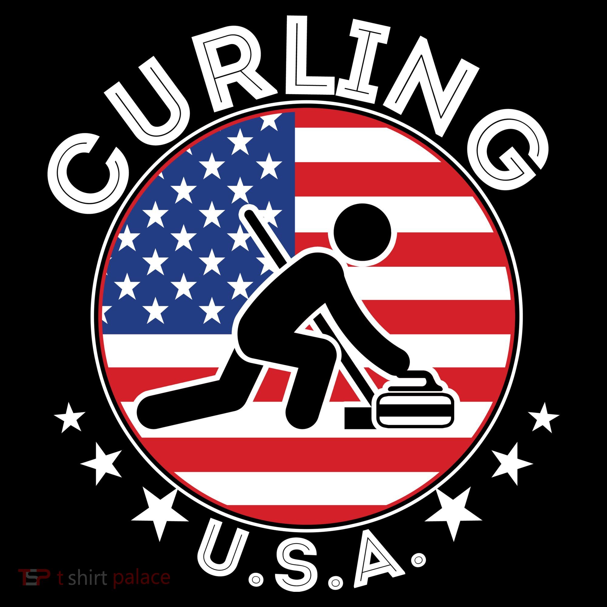 Cool USA Curling Team Flag Emblem Logo Visor