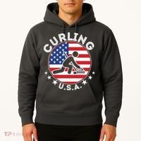 Cool USA Curling Team Flag Emblem Logo Hoodie thumb 2