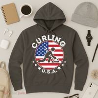 Cool USA Curling Team Flag Emblem Logo Hoodie thumb 3