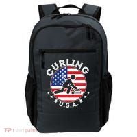 Cool USA Curling Team Flag Emblem Logo Backpack thumb 0