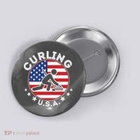 Cool USA Curling Team Flag Emblem Logo Button thumb 0