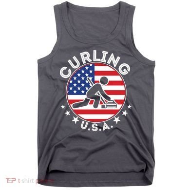 Cool USA Curling Team Flag Emblem Logo Tank Top