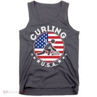 Cool USA Curling Team Flag Emblem Logo Tank Top thumb 0