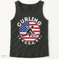 Cool USA Curling Team Flag Emblem Logo Tank Top thumb 2