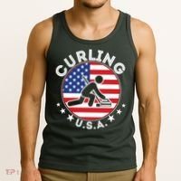 Cool USA Curling Team Flag Emblem Logo Tank Top thumb 3