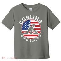 Cool USA Curling Team Flag Emblem Logo Toddler T-Shirt thumb 0
