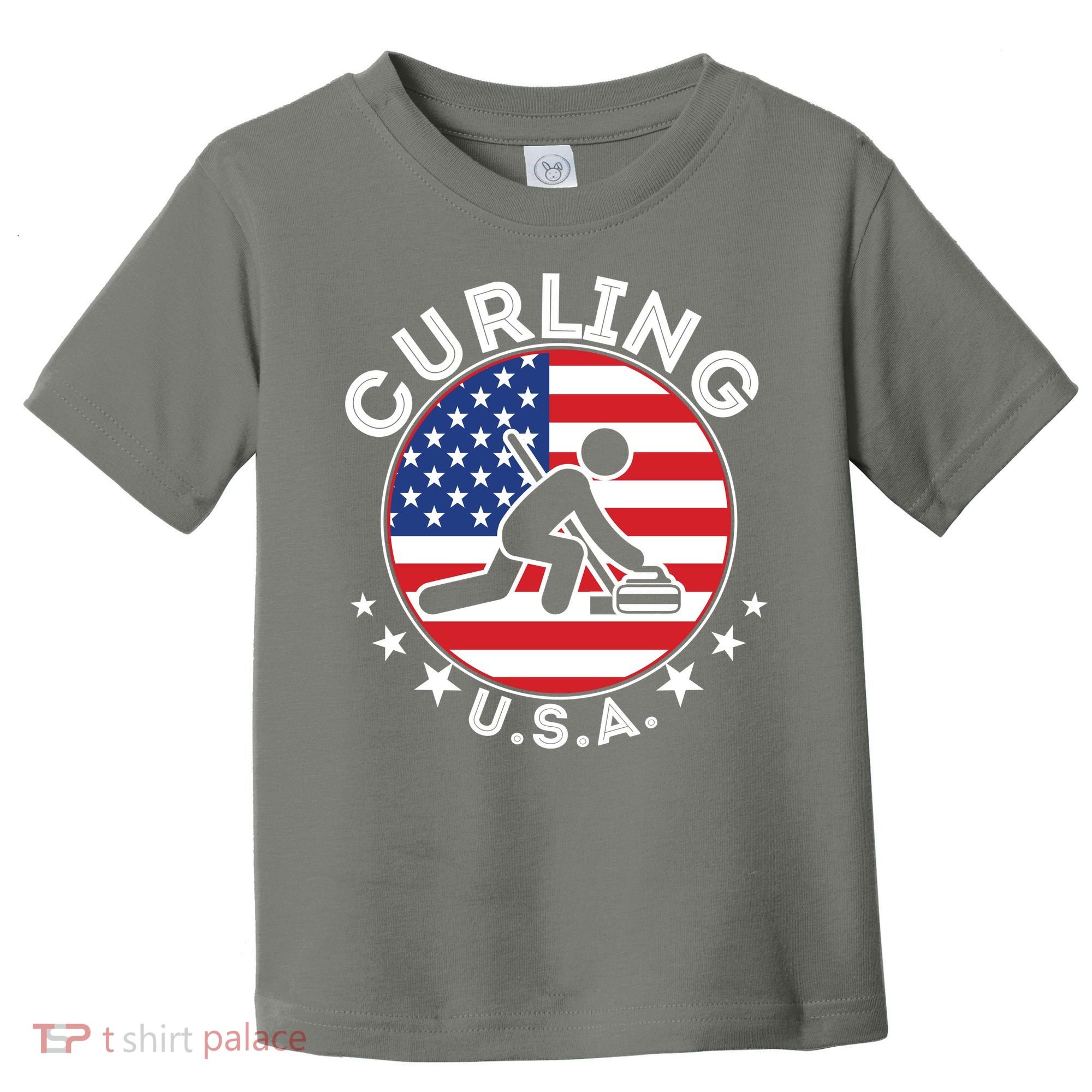 Cool USA Curling Team Flag Emblem Logo Toddler T-Shirt