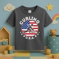 Cool USA Curling Team Flag Emblem Logo Toddler T-Shirt thumb 3