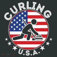 Cool USA Curling Team Flag Emblem Logo Women's T-Shirt thumb 6