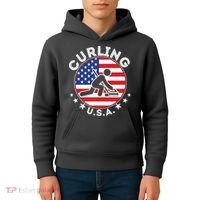 Cool USA Curling Team Flag Emblem Logo Kids Hoodie thumb 4