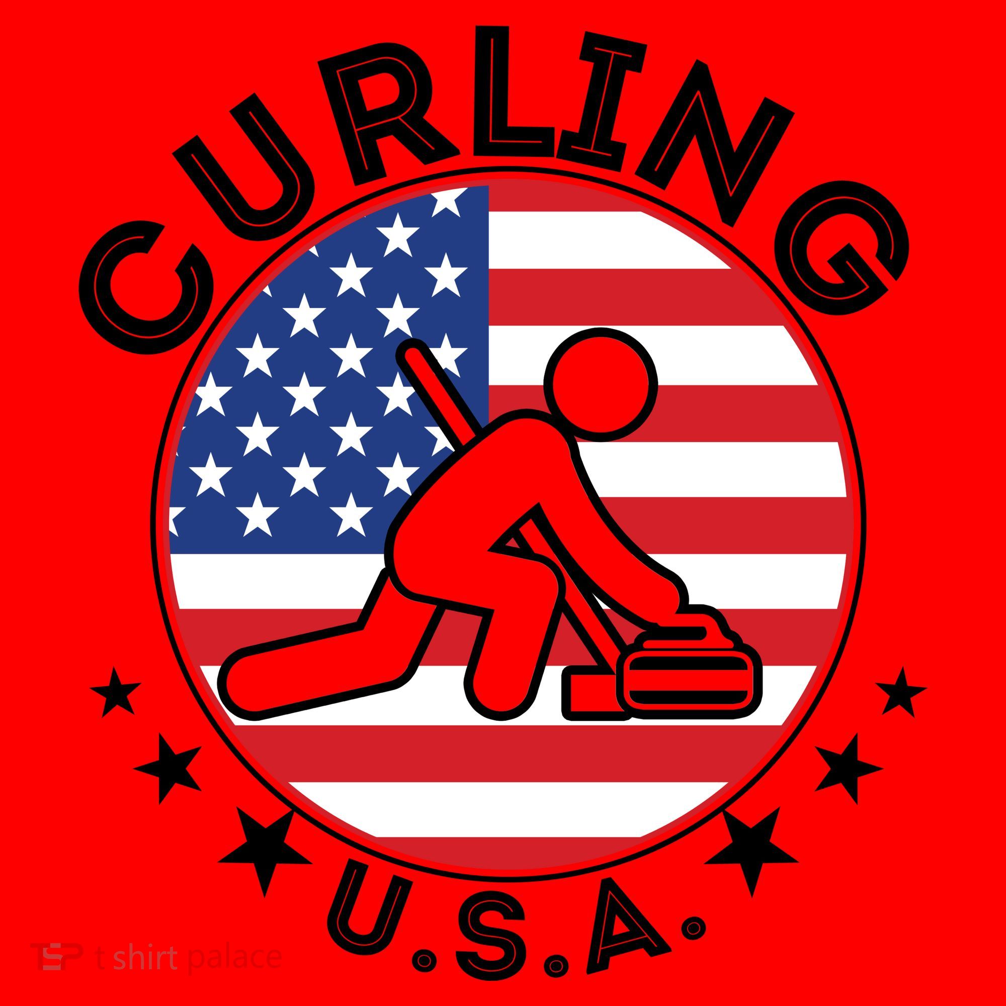 Cool USA Curling Team Flag Emblem Logo Santa Hat