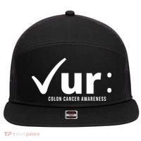 Check Ur Colon Cancer Awareness 7 Panel Mesh Trucker Snapback Hat thumb 0