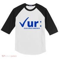 Check Ur Colon Cancer Awareness Kids Colorblock Raglan Jersey thumb 0