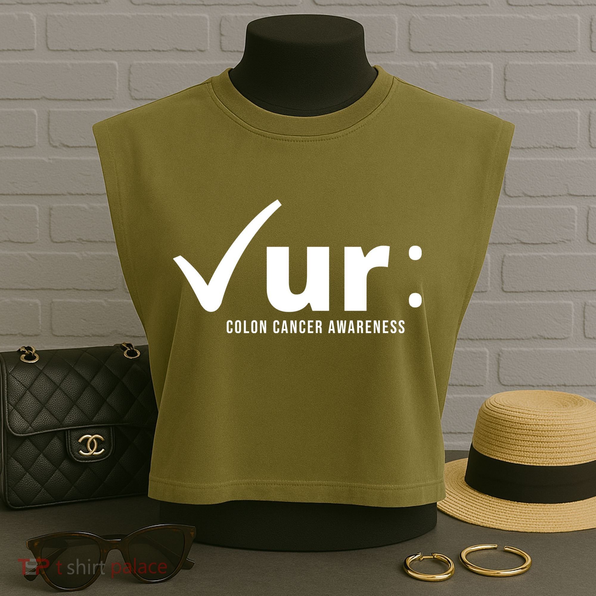 Check Ur Colon Cancer Awareness Garment-Dyed Women's Muscle Tee