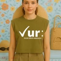 Check Ur Colon Cancer Awareness Garment-Dyed Women's Muscle Tee thumb 4