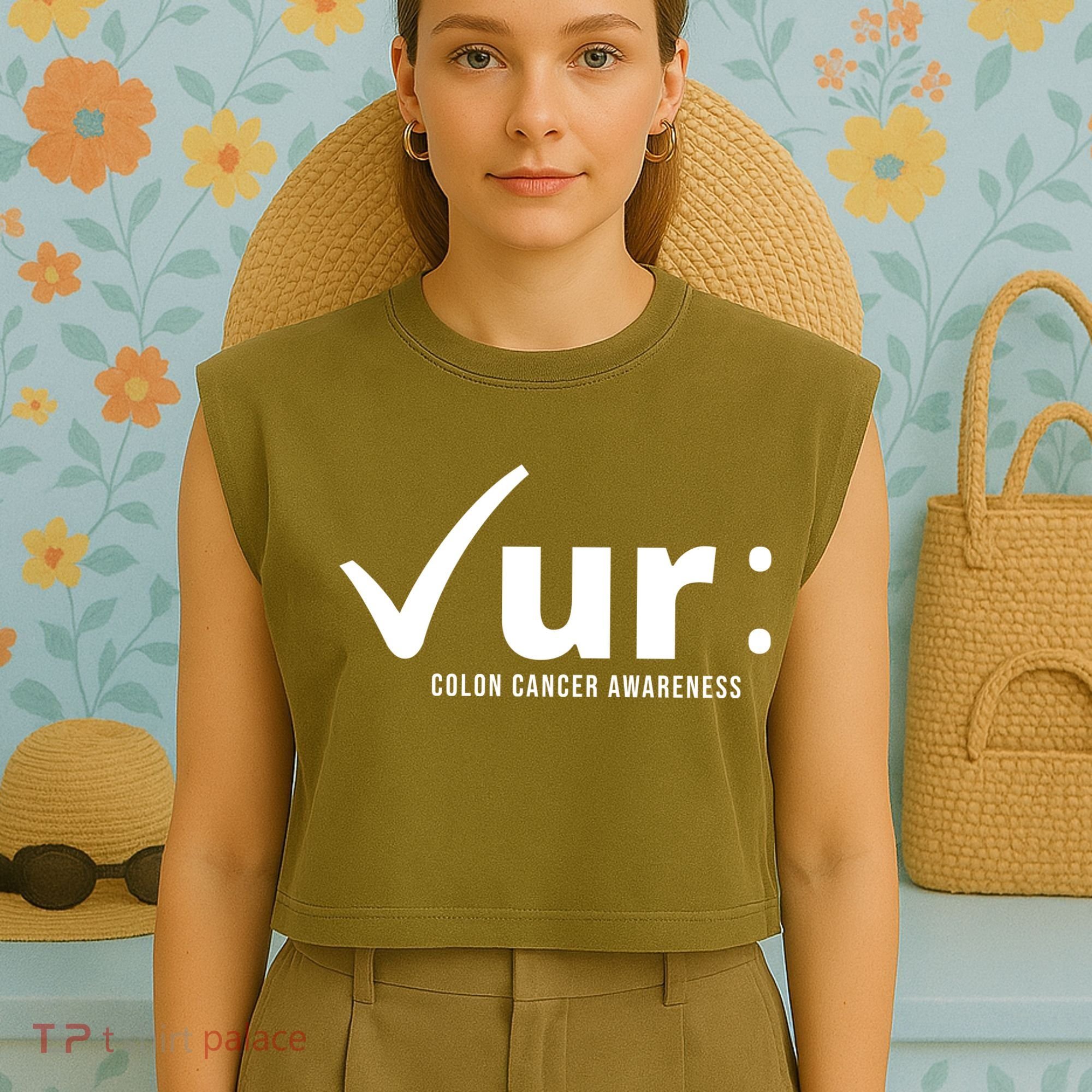 Check Ur Colon Cancer Awareness Garment-Dyed Women's Muscle Tee
