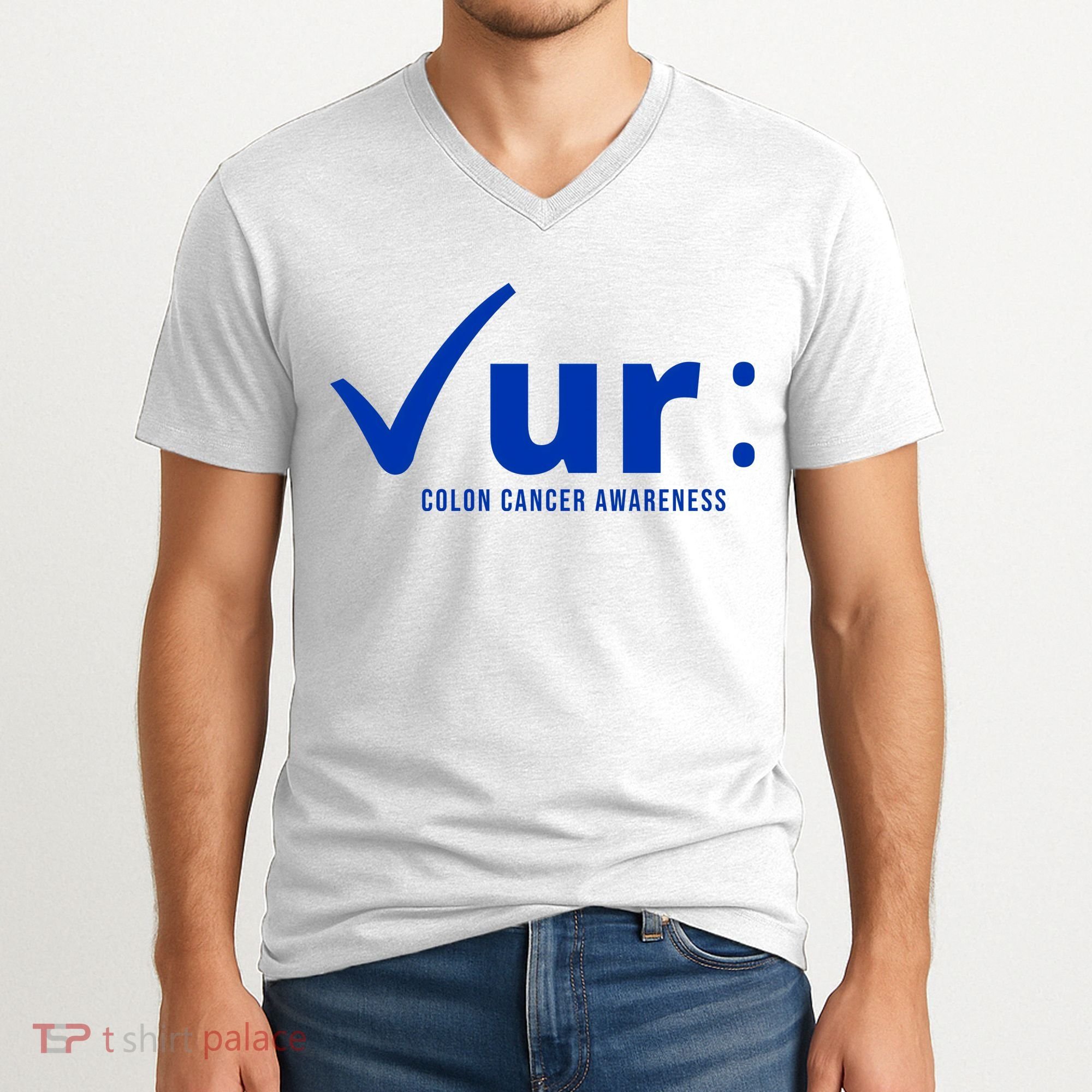 Check Ur Colon Cancer Awareness V-Neck T-Shirt