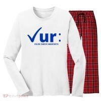 Check Ur Colon Cancer Awareness Women's Long Sleeve Flannel Pajama Set  thumb 0