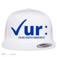 Check Ur Colon Cancer Awareness Flat Bill Trucker Hat thumb 0