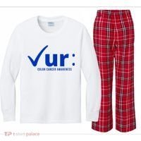 Check Ur Colon Cancer Awareness Kids Long Sleeve Plaid Pajama Set thumb 0