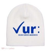 Check Ur Colon Cancer Awareness Short Acrylic Beanie thumb 0