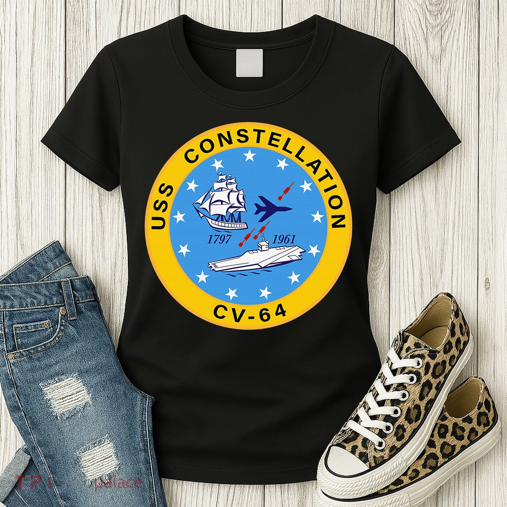 CV-64 USS Constellation U.S. Aircraft Carrier Women's T-Shirt