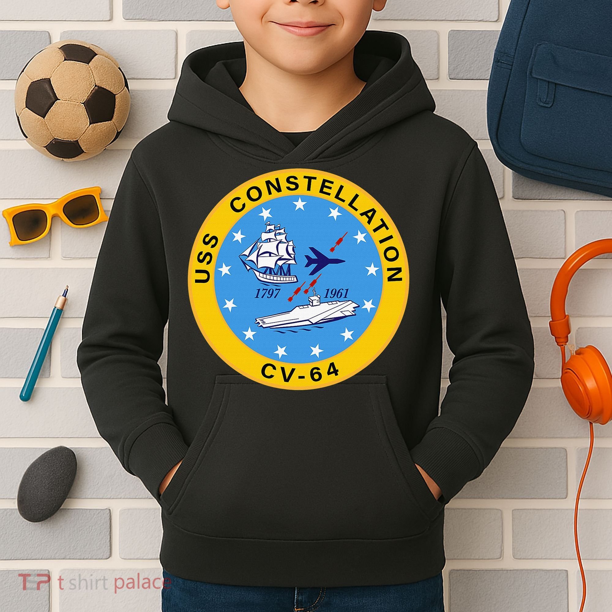 CV-64 USS Constellation U.S. Aircraft Carrier Kids Hoodie
