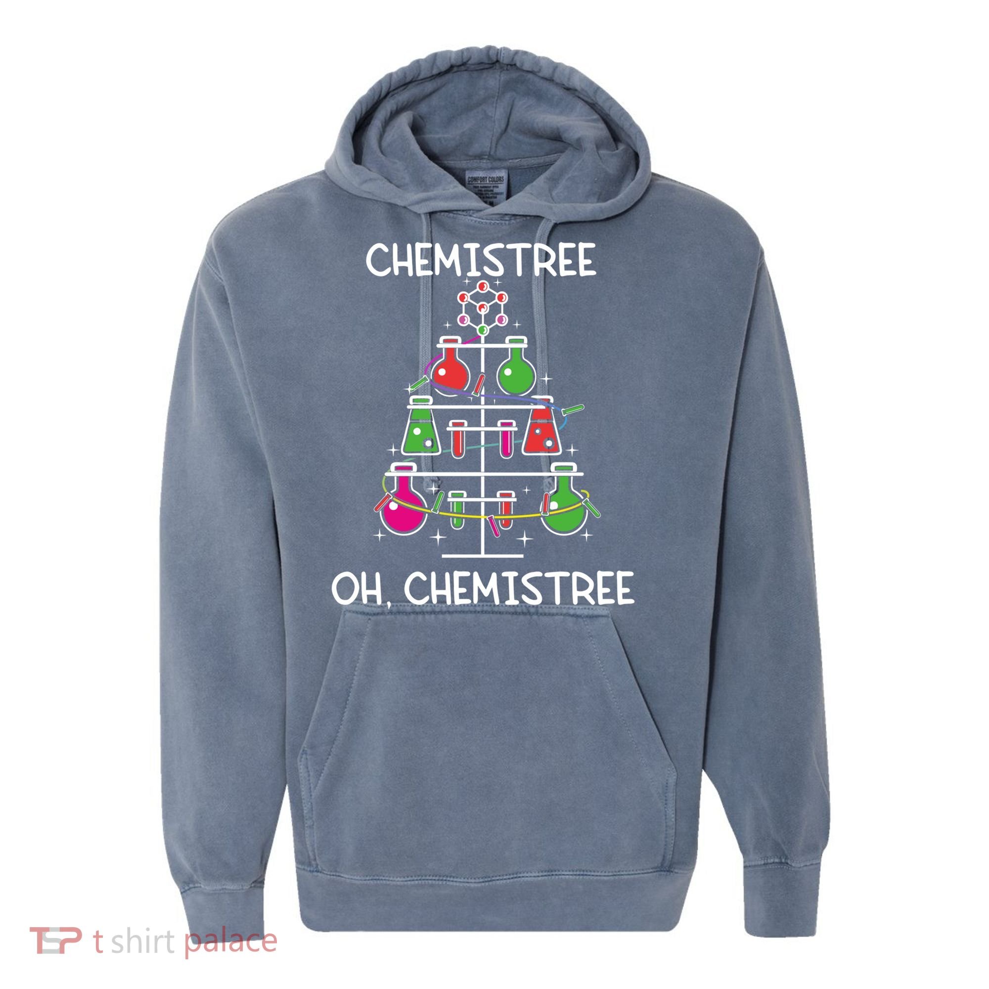 Chemistree Ugly Christmas Tree Sweater Chemistry Science Pun Gift Comfort Colors Garment-Dyed Hooded Sweatshirt
