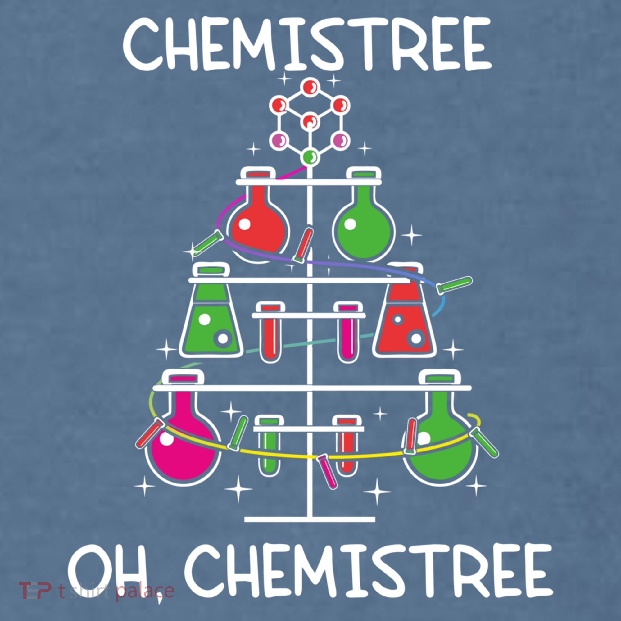 Chemistree Ugly Christmas Tree Sweater Chemistry Science Pun Gift Comfort Colors Garment-Dyed Hooded Sweatshirt