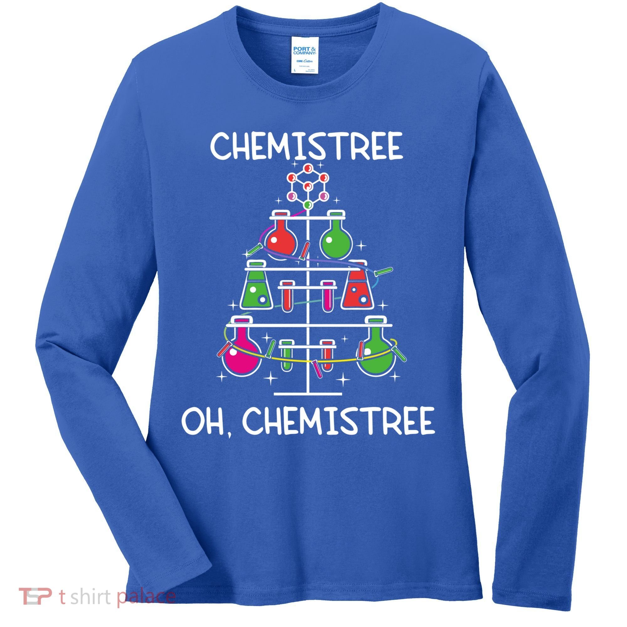Chemistree Ugly Christmas Tree Sweater Chemistry Science Pun Gift Women's Long Sleeve Shirt