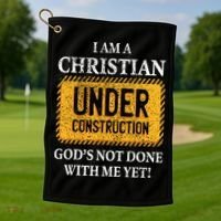 Christian Under Construction Funny Christian Golf Towel thumb 1