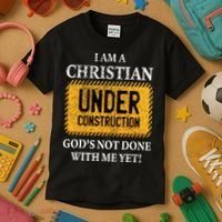 Christian Under Construction Funny Christian Kids T-Shirt thumb 3