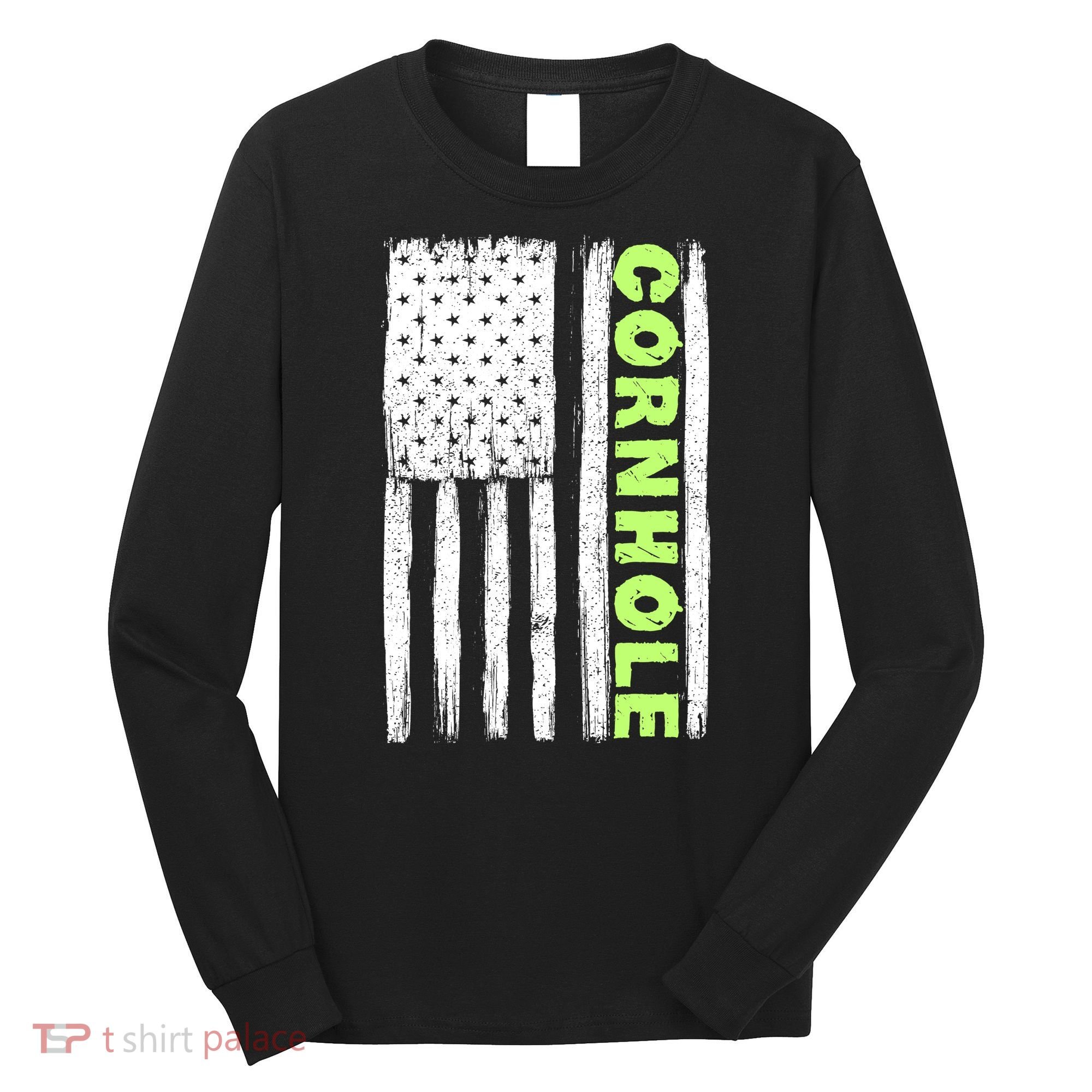 Cornhole Us Flag Long Sleeve Shirt