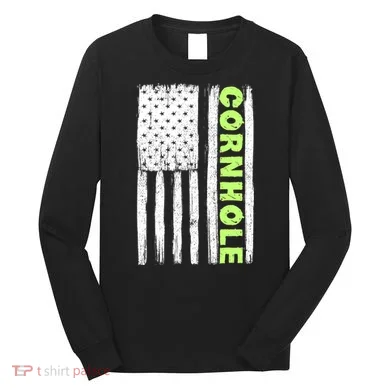 Cornhole Us Flag Long Sleeve Shirt