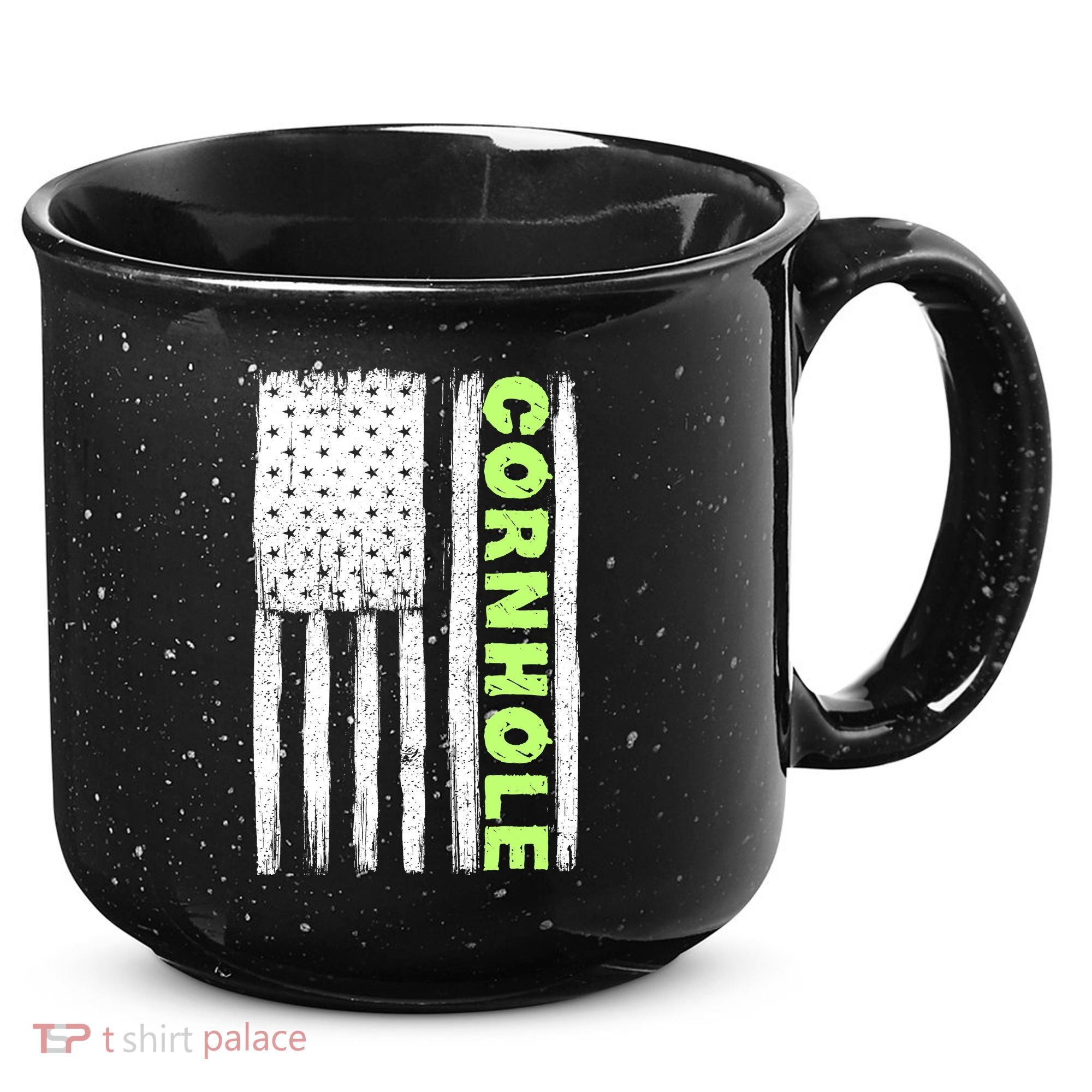 Cornhole Us Flag 15oz Campfire Ceramic Mug
