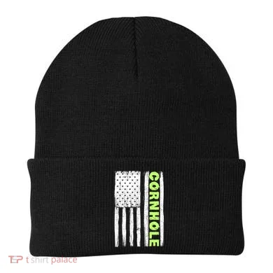 Cornhole Us Flag Beanie