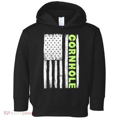 Cornhole Us Flag Toddler Hoodie
