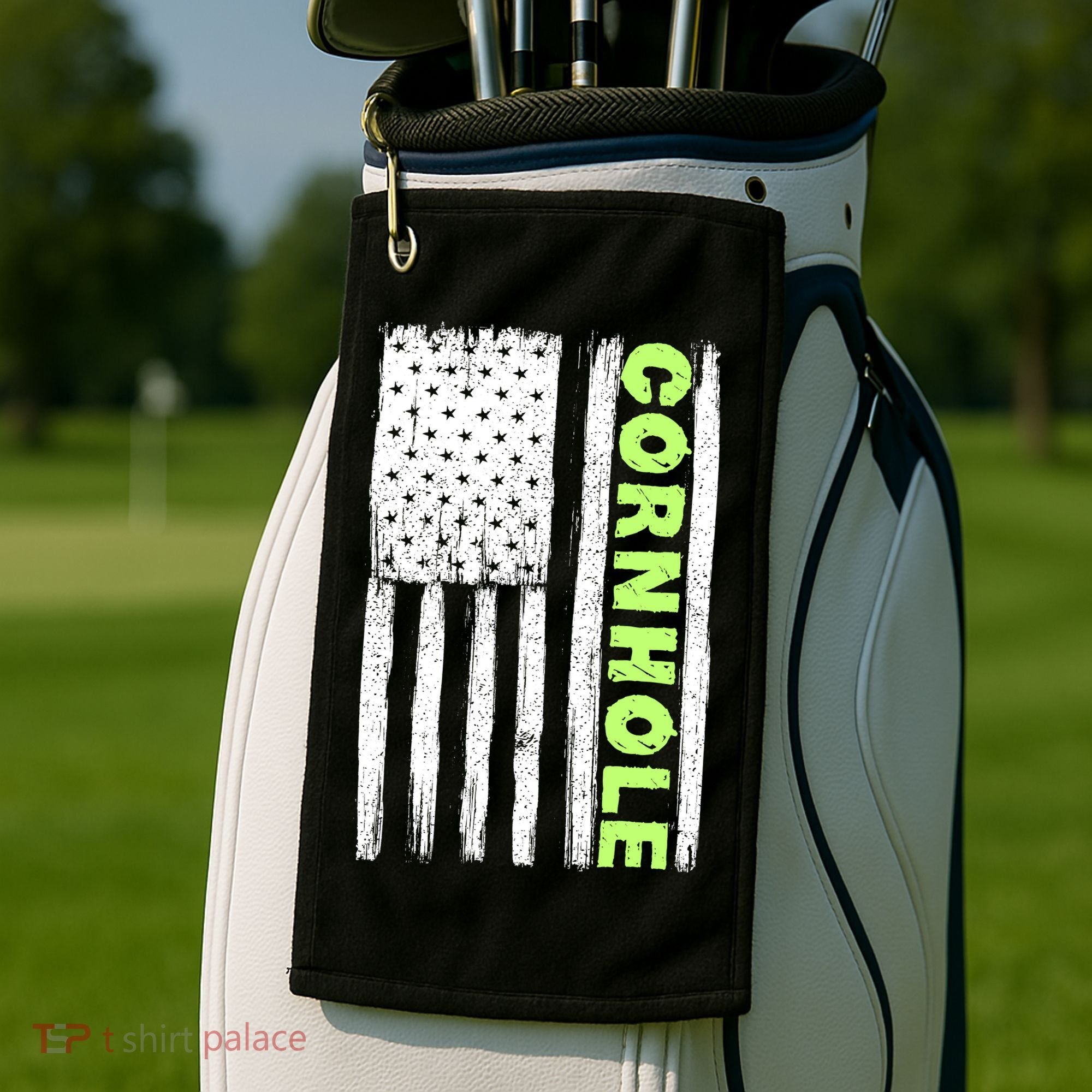 Cornhole Us Flag Golf Towel